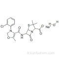 Acide 3,3-diméthyl-6 - [[(5-méthyl-3-phényl-4-isoxazolyl) carbonyl] amino] -7-oxo- 4-thia-1-azabicyclo [3.2.0] heptane-2-carboxylique , sel de sodium, hydrate (1: 1: 1), (57195801,2S, 5R, 6R) - CAS 7240-38-2